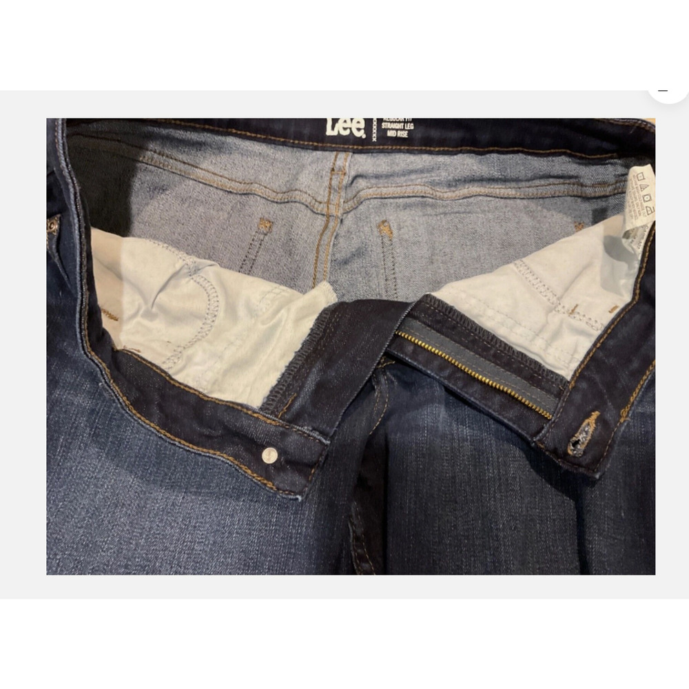Lee Jeans Womens 16P Dark Wash Straight Leg Regular Fit Mid Rise Stretch Denim